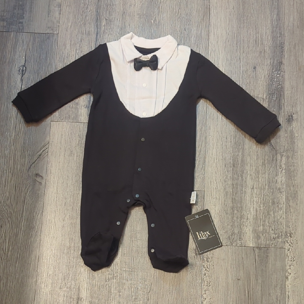 Blue  and White Tuxedo Baby Onesie NWT